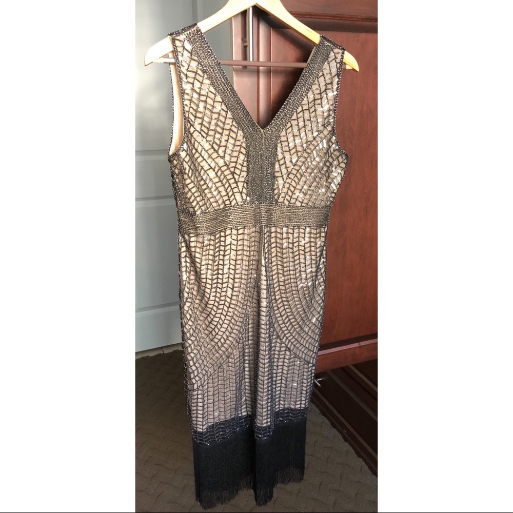 Tea Length Sequin Dress With Frills View 3